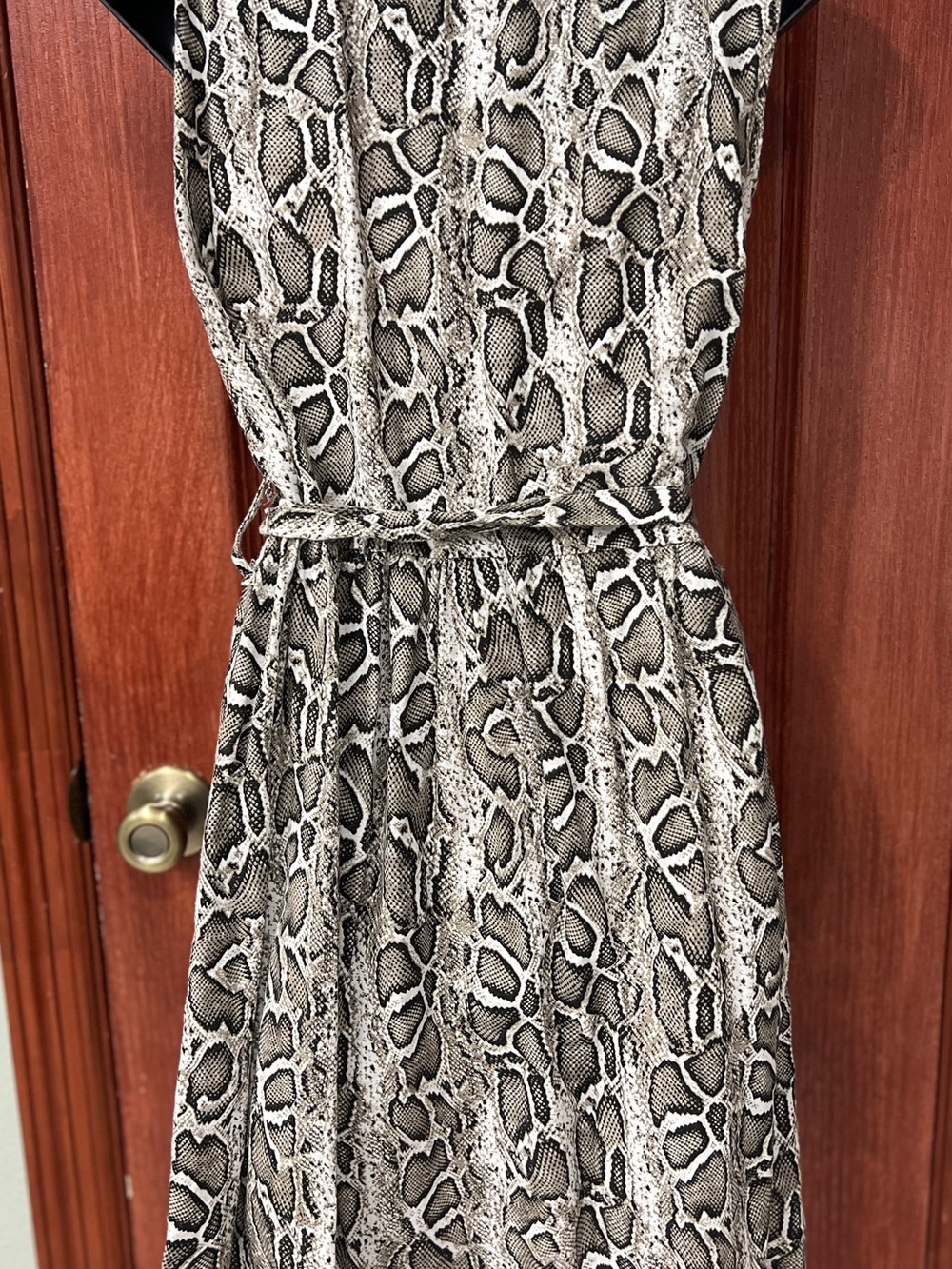 Laura Bianchi XS 100% Linen Snakeskin Print Belted Shirt Dress Made Italy - Picture 6 of 9